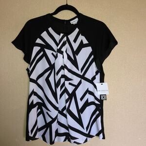 Liz Claiborne Professional Brilliant Future Black White Top Large NWT